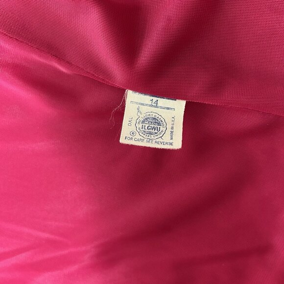 Vtg JAMES KENROB by Dalton Pink Knot Skirt Suit Open Jacket Lined Sz 14 Skirt 12 - Picture 6 of 14